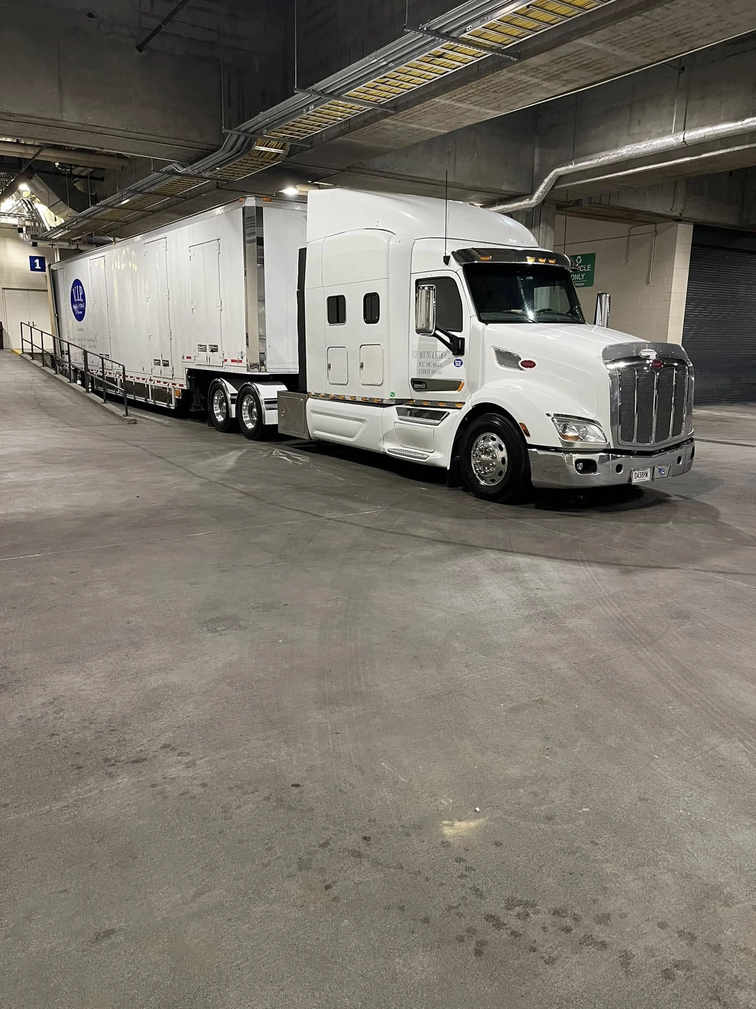 VIP truck in underground loading dock