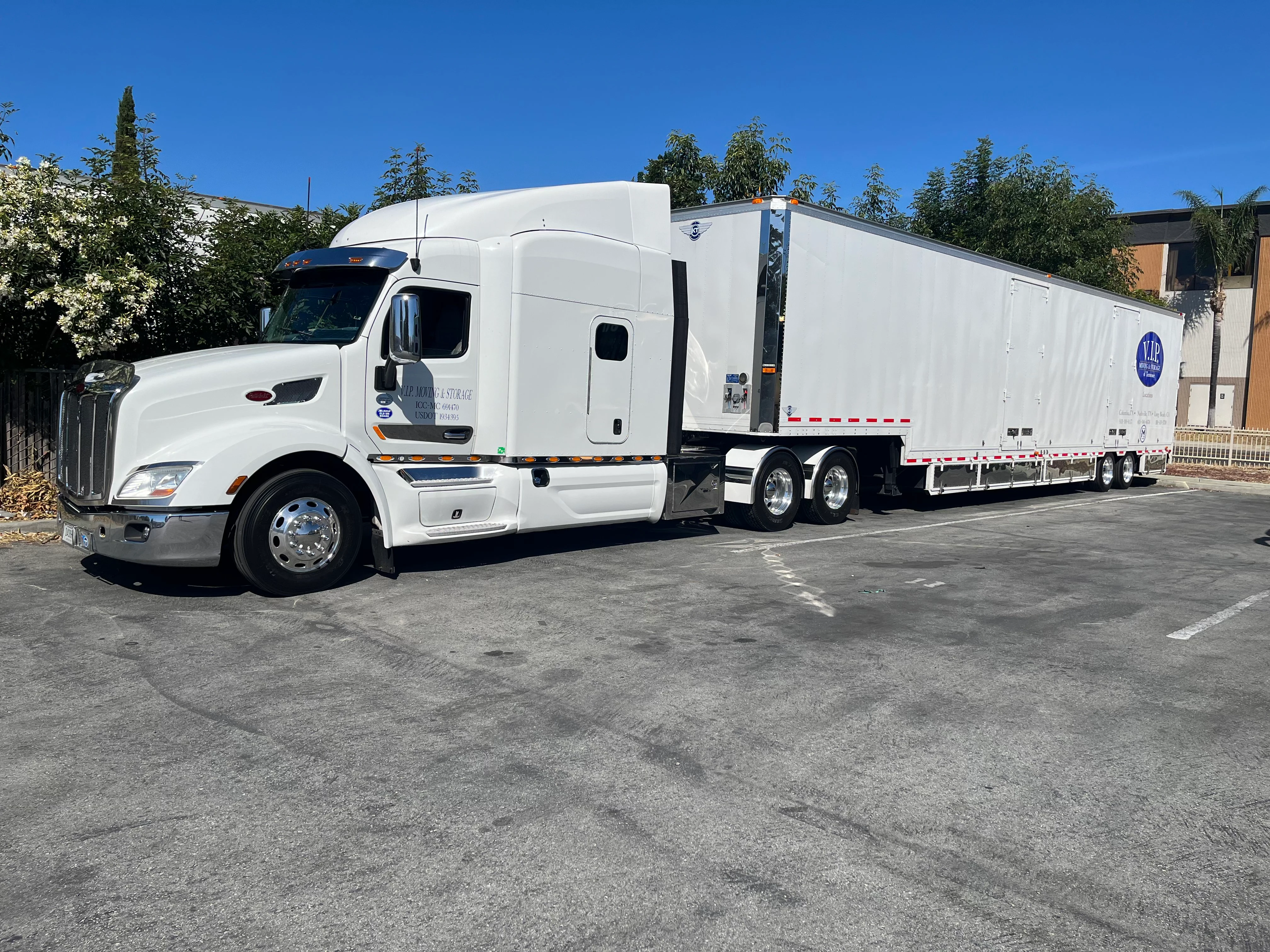 VIP truck with trailer in parking lot